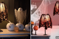 Spooky Halloween Lampshade Covers with Bats and Spiders
