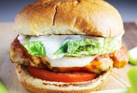 Buffalo Chicken Burgers with Tangy Blue Cheese Slaw