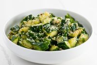 Crisp Smashed Cucumber Salad with Garlic and Sesame Dressing