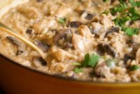 Creamy Mushroom Chicken with Parmesan Rice Bowl