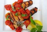 Pan-Seared Salmon Steaks with Roasted Grape Tomatoes