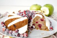 Vegan Cranberry Apple Bundt Cake with Cream Cheese Frosting
