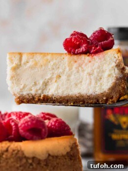 Decadent Honey Cheesecake Recipe with Silky Cream Filling 13 Pulling a slice out of the honey cheesecake.