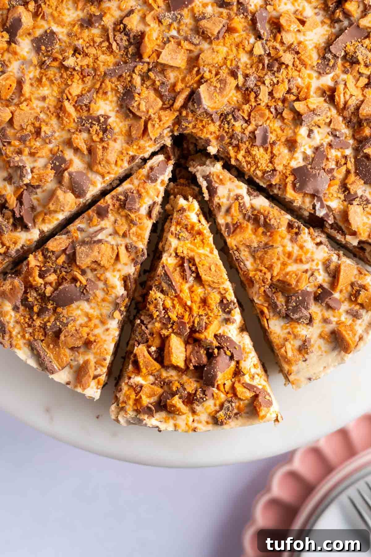 three cut slices of pie