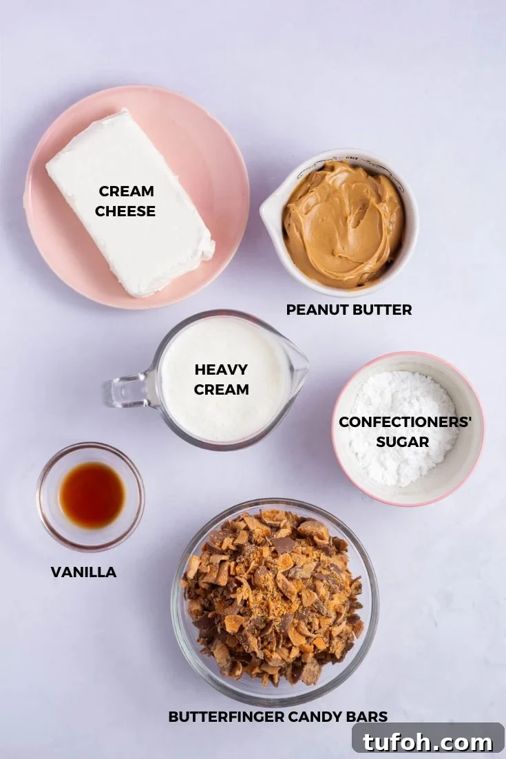 ingredients needed for the butterfinger filling