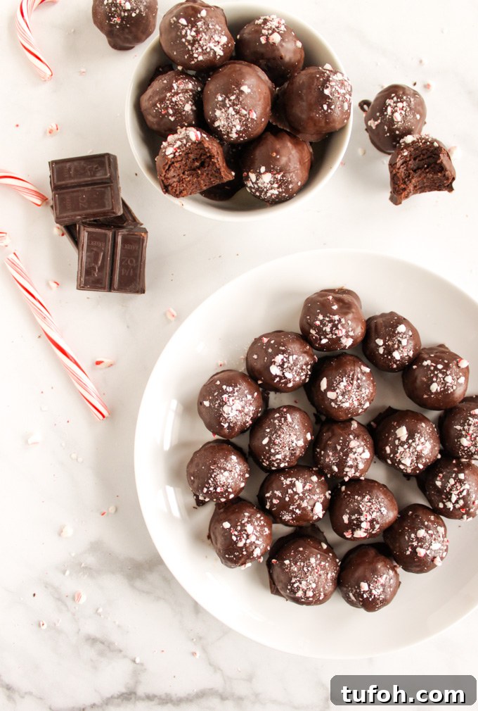 Dark Chocolate Peppermint Truffles Recipe with Natural Sweeteners 2 Healthy Dark Chocolate Peppermint Truffles - the perfect dessert for the holidays. They're packed with healthier ingredients but still taste indulgent. So good! #vegan #glutenfree #dairyfree #easyrecipe #chocolate