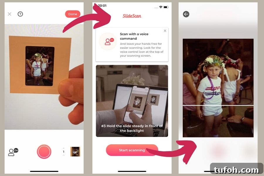 Preserve Family Photos and Protect Your Family History 11 photomyne-slidescan app function showing how to scan scan old slide of little girl