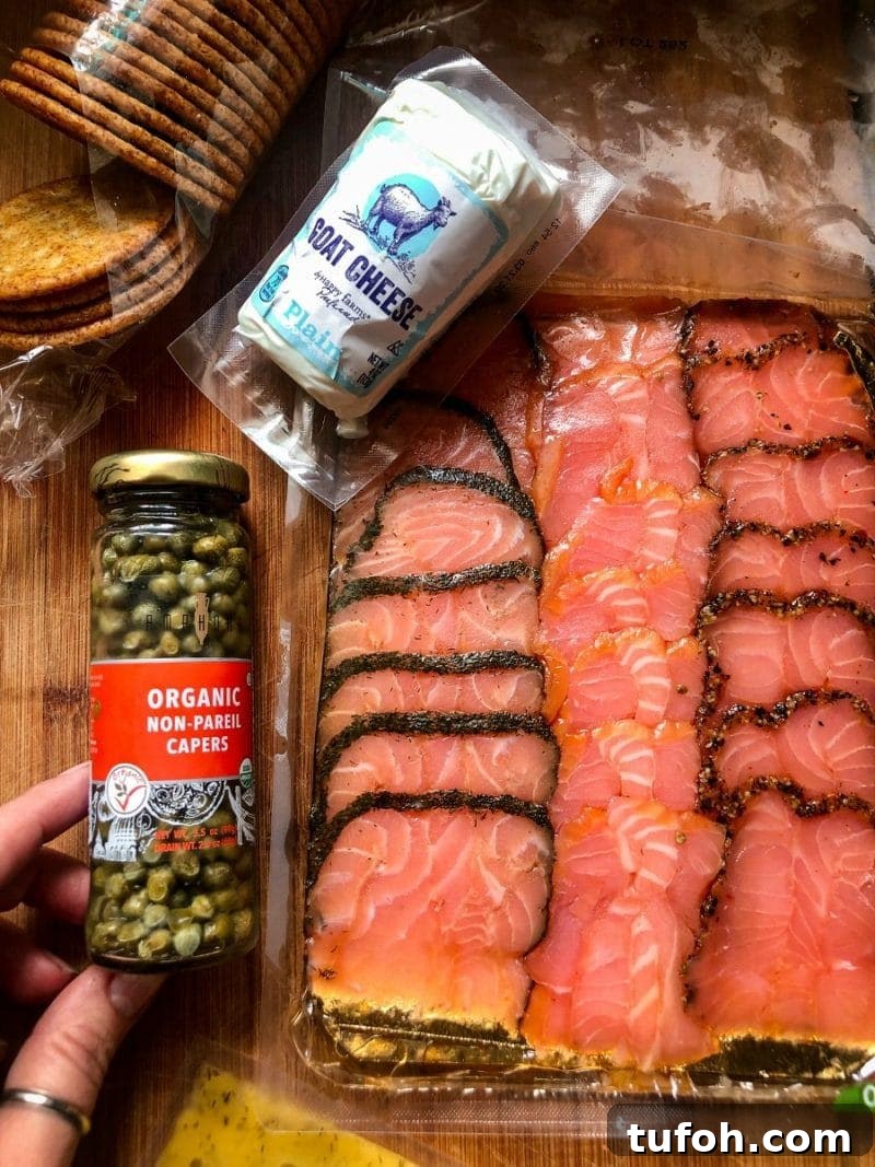 Smoked Salmon & Goat Cheese Crostini: Elegant Appetizer Recipe 7 assembled appetizers