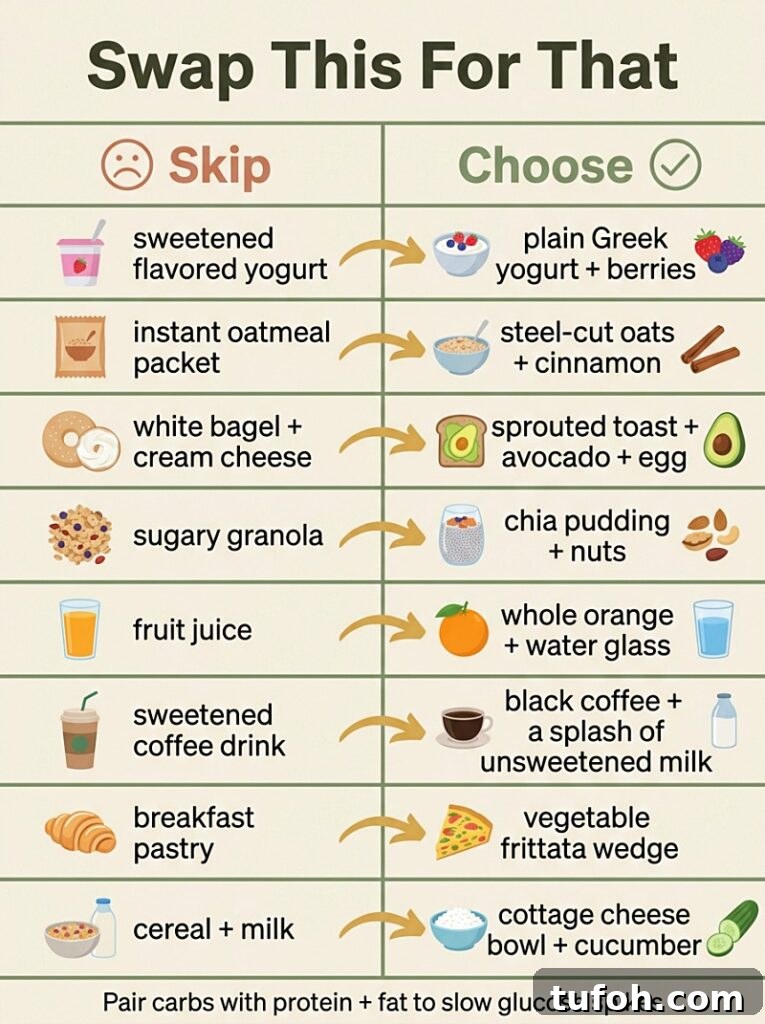 20 Diabetic Breakfast Recipes for Stable Blood Sugar (2026) 3 Diabetic Breakfast Swap Chart