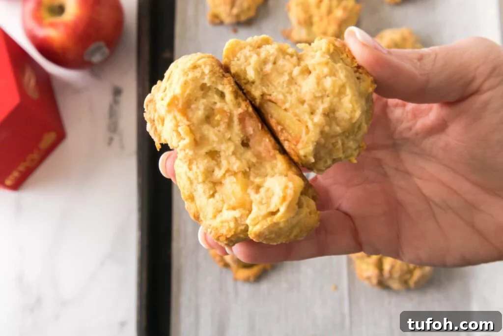 Flaky Apple Drop Biscuits Recipe for Autumn Baking 3 apple drop biscuits on a hand