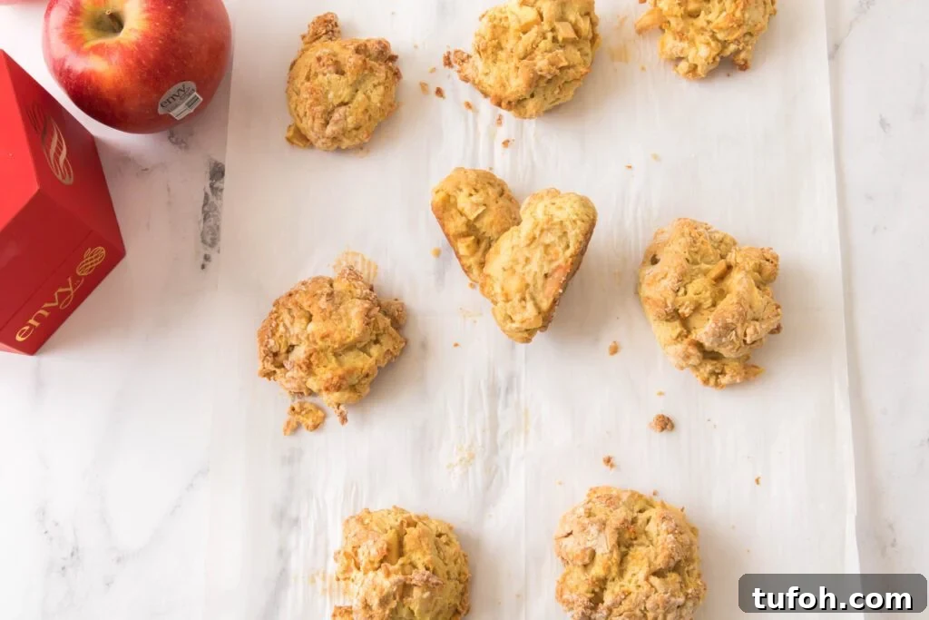 Flaky Apple Drop Biscuits Recipe for Autumn Baking 8 apple drop biscuits on a pan