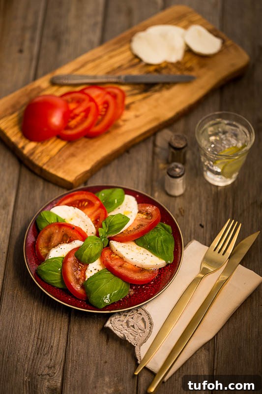 Caprese salad with mozzarella di bufala and basil