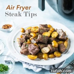 Steak tips with potatoes on a plate