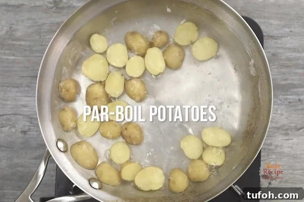 Potatoes in boiling water