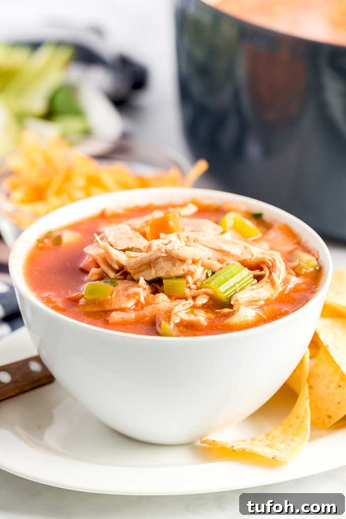 Comforting Chicken Tortilla Soup with Avocado and Crispy Tortillas 6 A white bowl filled with homemade Tortilla soup