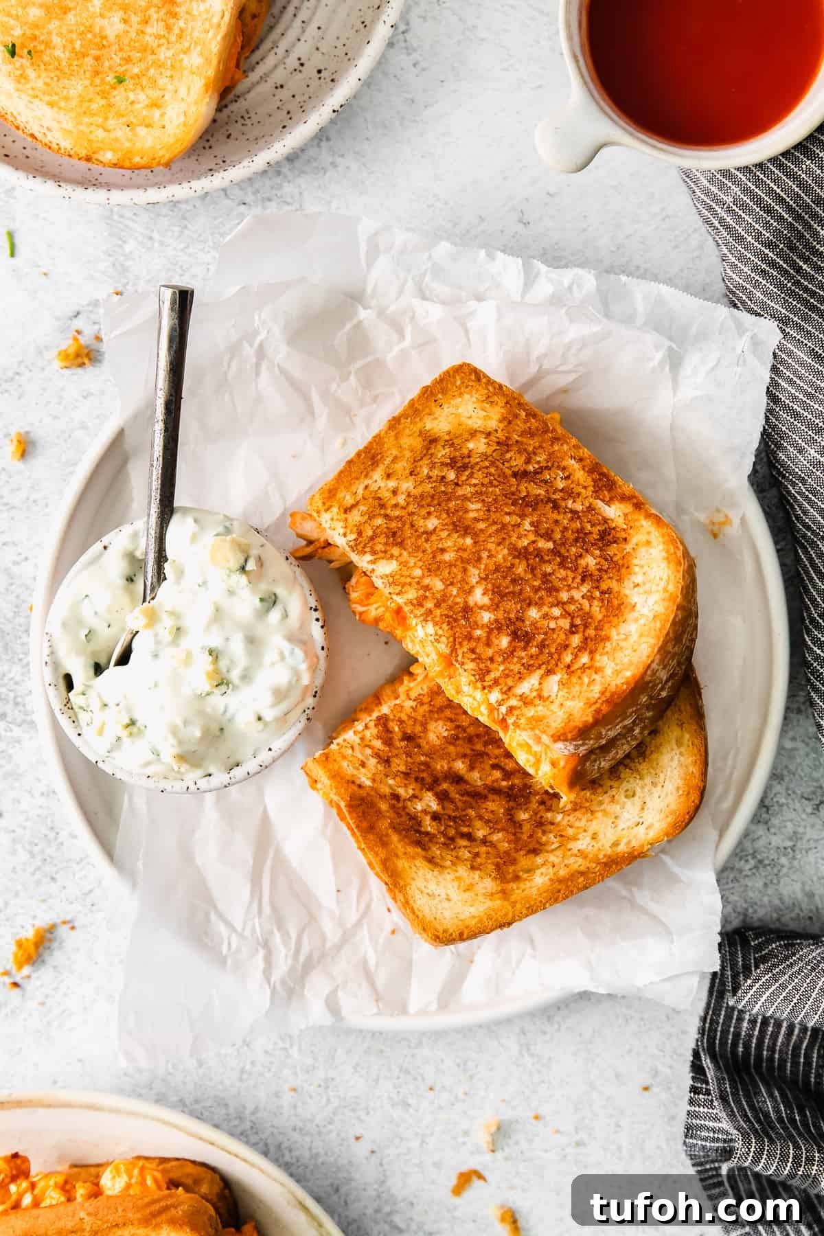 Grilled cheese on plate.