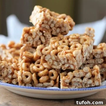 plate of no bake cereal bars - so easy to whip up