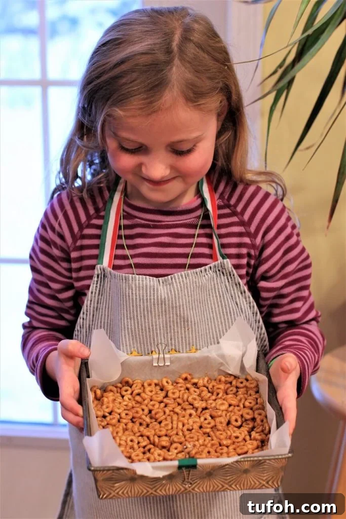 No-Bake 3-Ingredient Cereal Bars with Peanut Butter & Honey 3 Amelia with her no bake cereal bars