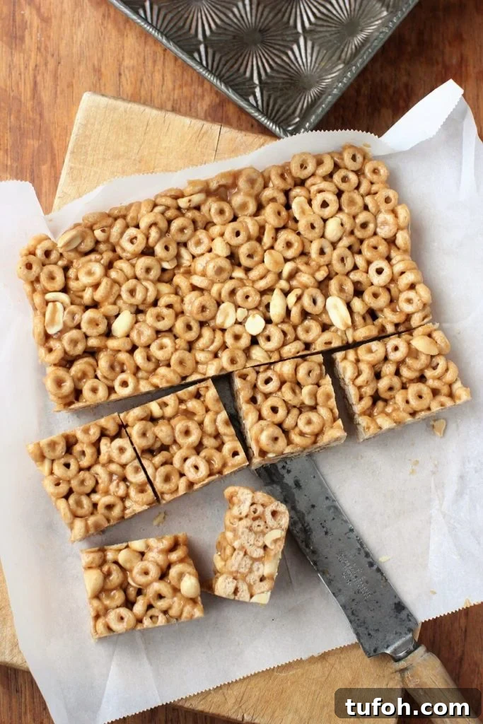 No-Bake 3-Ingredient Cereal Bars with Peanut Butter & Honey 9 peanut butter no bake cereal bars with peanuts