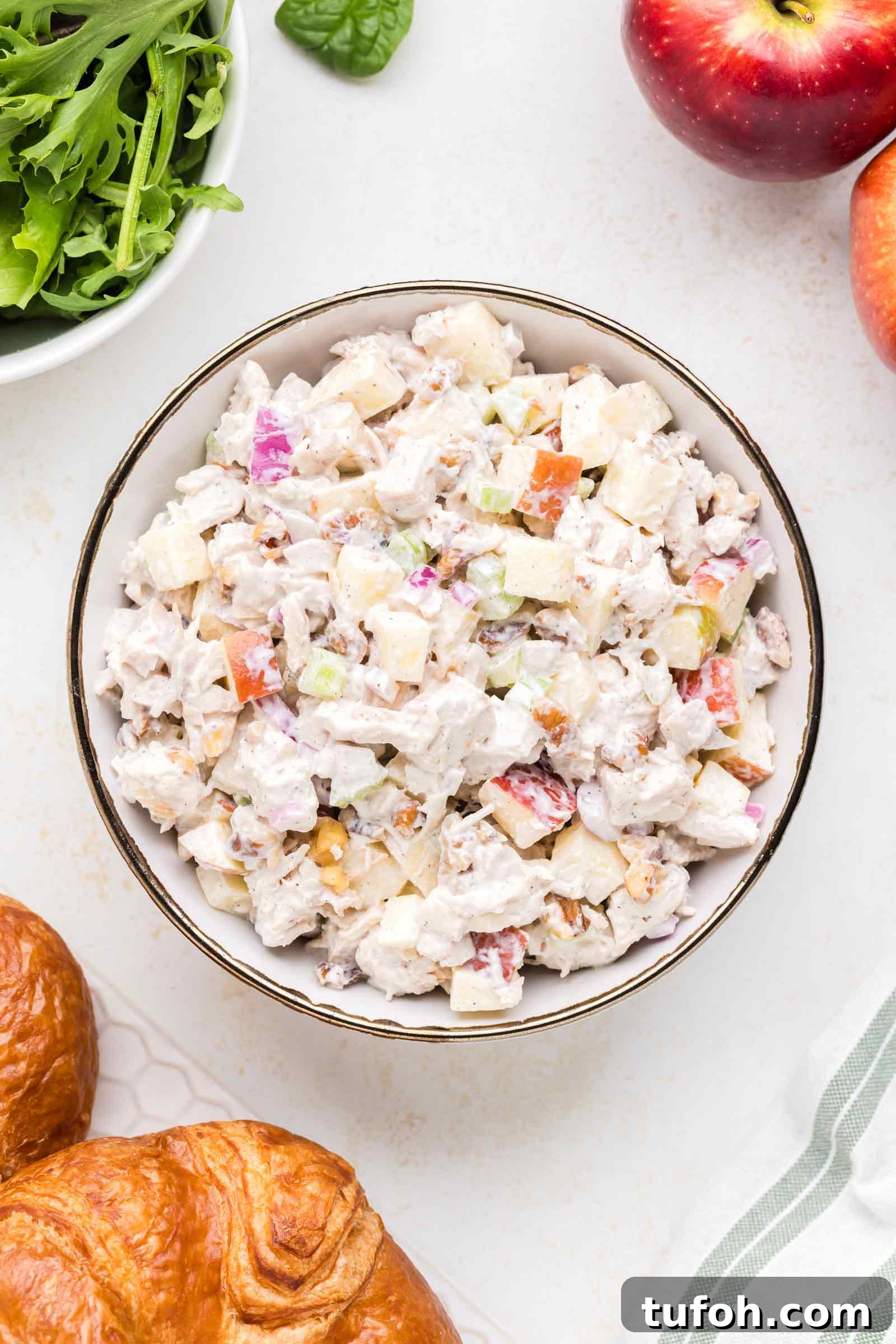white bowl filled with walnut salad