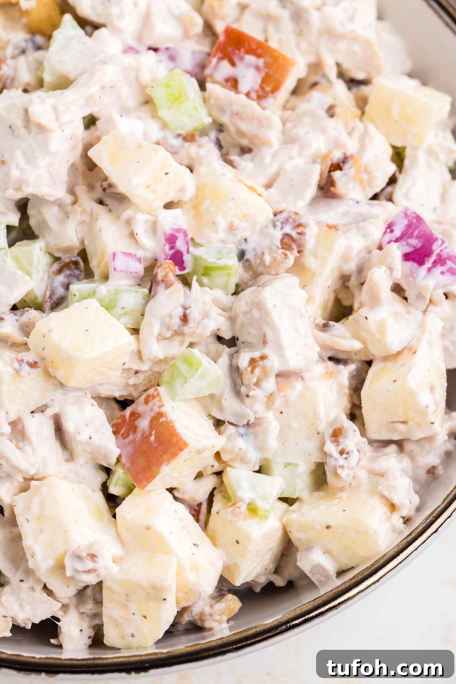 close-up of chicken walnut salad