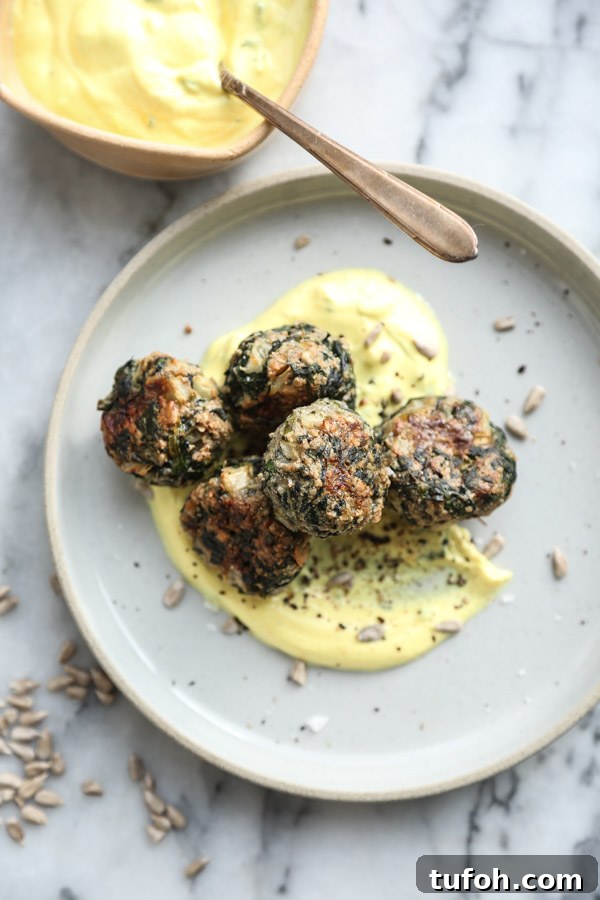 Spinach Sunflower Seed Balls with Manchego & Turmeric Honey Yogurt 2 img 13138 1