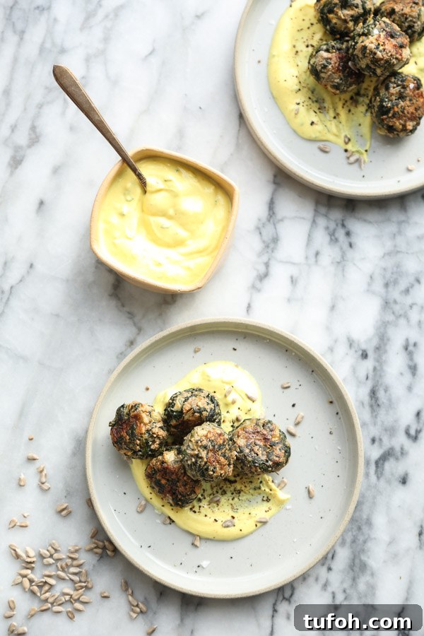 Spinach Sunflower Seed Balls with Manchego & Turmeric Honey Yogurt 6 img 13138 5