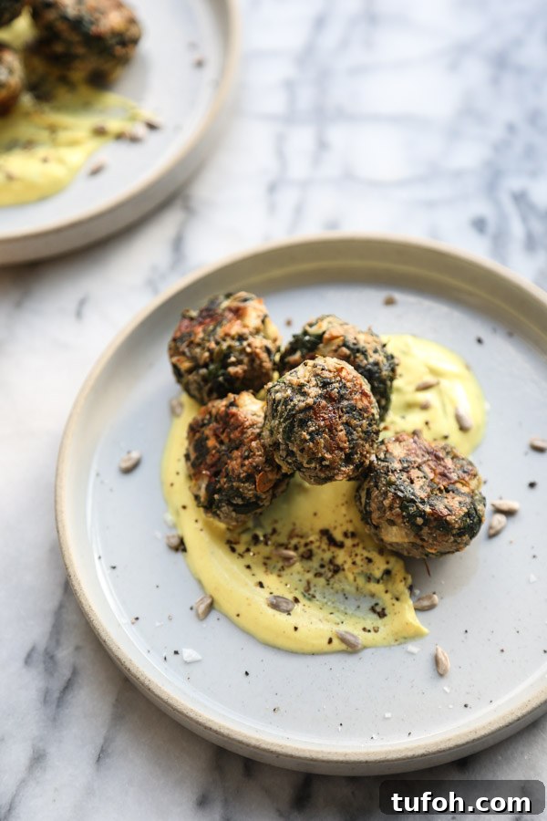 Spinach Sunflower Seed Balls with Manchego & Turmeric Honey Yogurt 7 img 13138 6