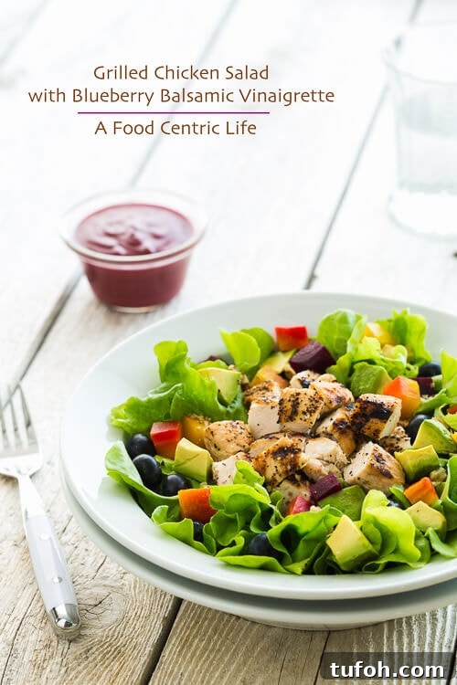 Grilled Chicken Salad with Blueberry Balsamic Vinaigrette.