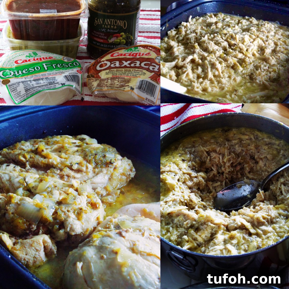 Cheesy Chicken Enchilada Casserole Recipe for Family Dinner 5 4 images on how to make chicken filling for chicken enchilada casserole in a slow cooker or dutch oven.