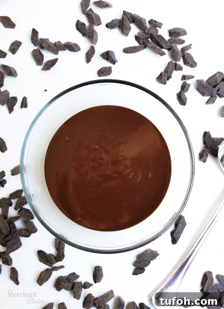 Chocolate Shell Ice Cream Topping: Crunchy Hard Chocolate Coating 11 Chocolate hard shell ice cream topping melted in a bowl from themerchantbaker.com