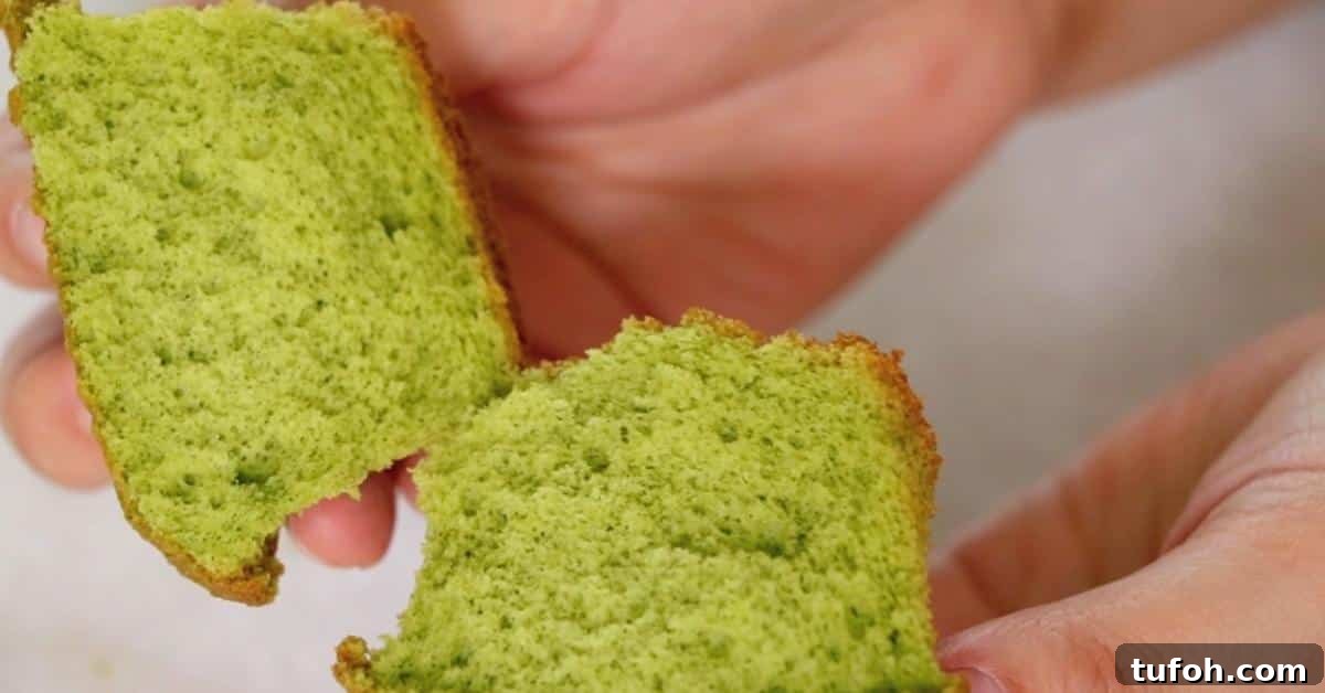 fluffy texture of matcha sponge cupcakes