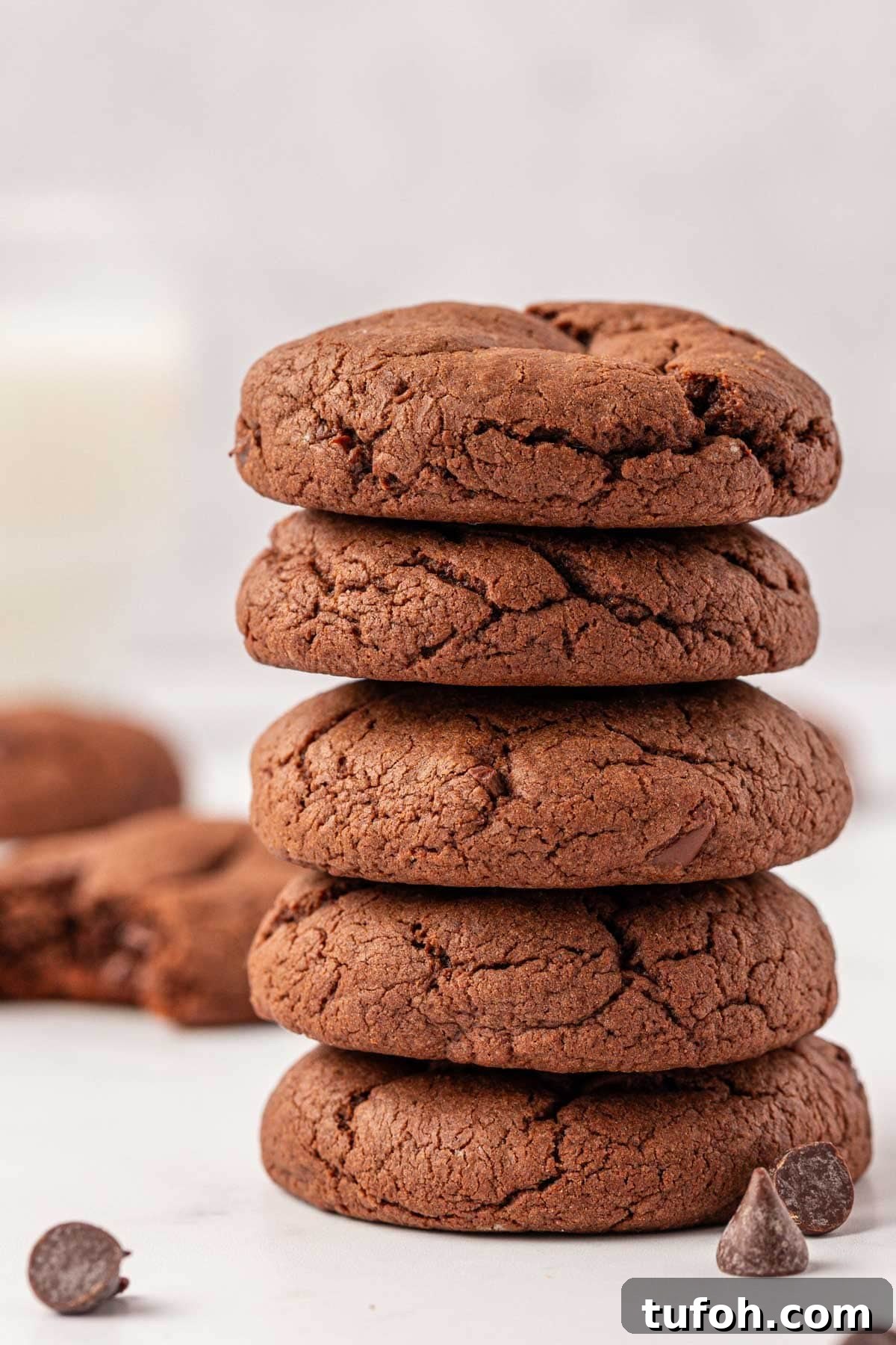 chocolate cake mix cookies stacked