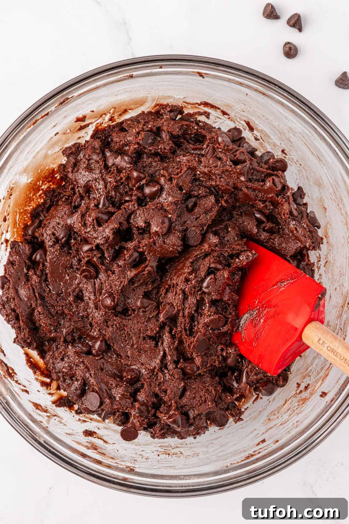 chocolate cake mix cookie batter mixed together