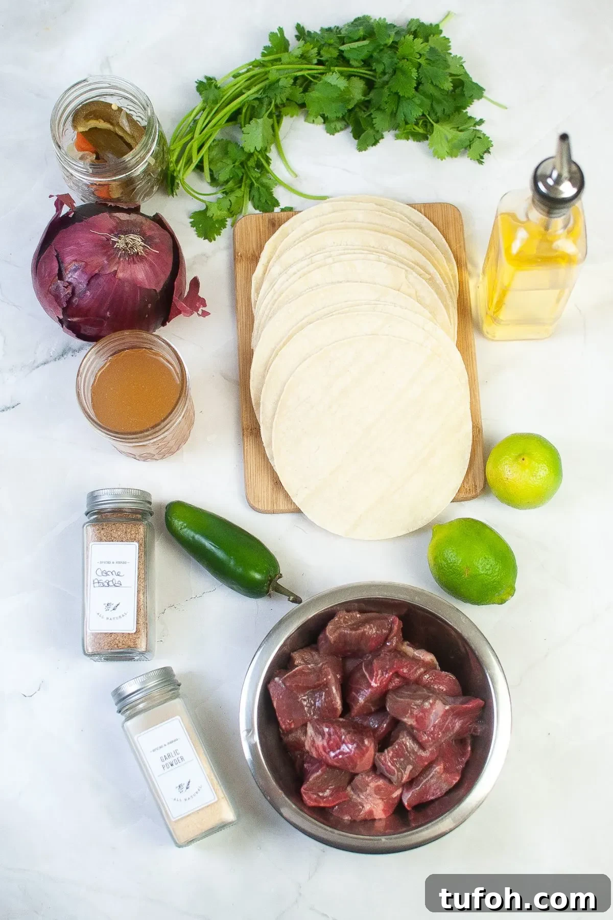 Crispy Air Fryer Street Tacos Recipe for Quick Weeknight Meals 3 Ingredients needed to make Beef Street Tacos.