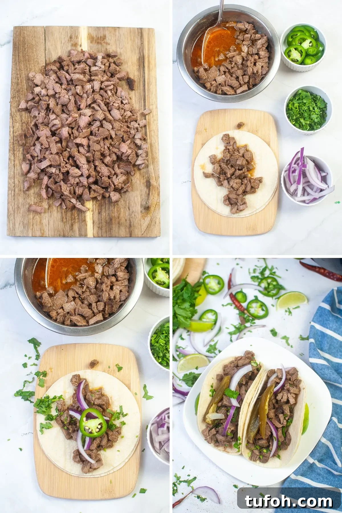 Crispy Air Fryer Street Tacos Recipe for Quick Weeknight Meals 5 Last 4 steps of how to make Street Tacos in the Air Fryer.