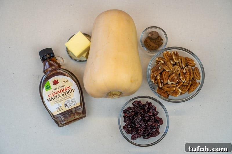 Ingredients for this butternut squash recipe