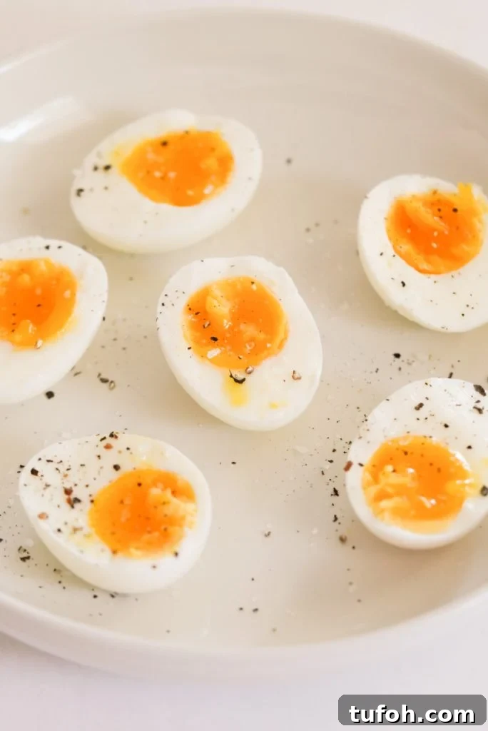 Perfect Jammy Eggs: Soft-Boiled Recipe for Runny Yolks 9 plate of 7 minute soft-boiled eggs