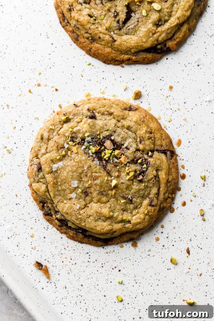 top cookies with pistachios and salt