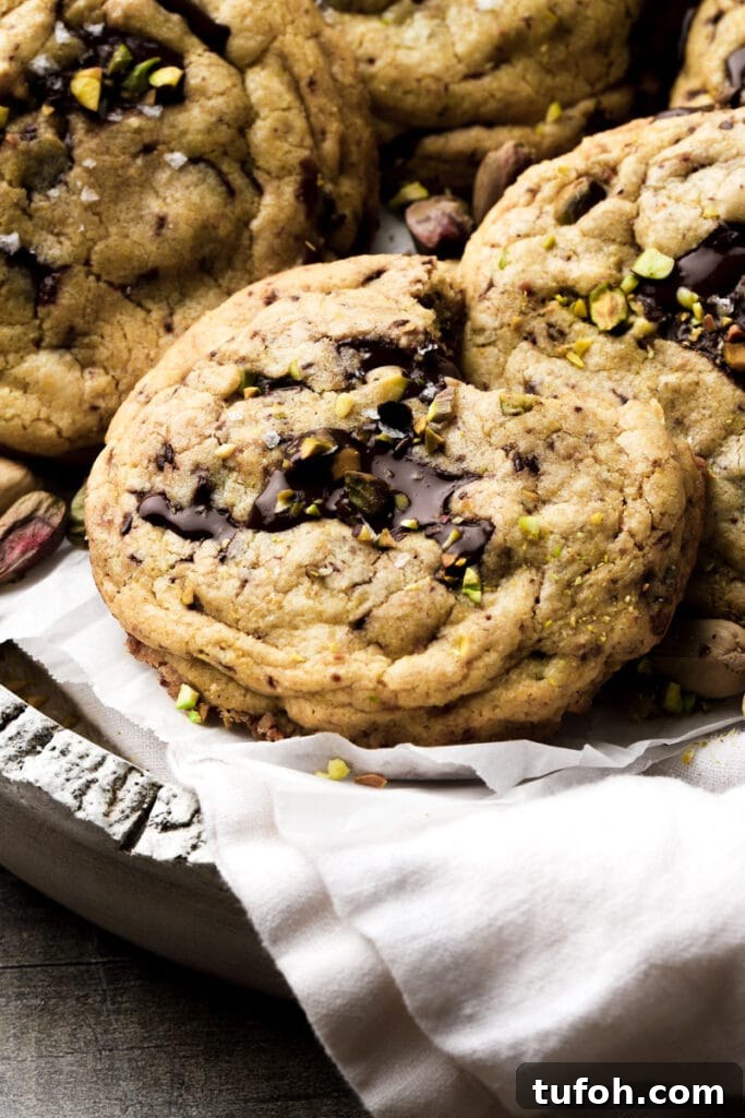 cookies with dark chocolate and pistachios