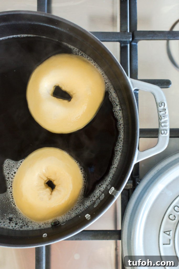 poaching the bagels