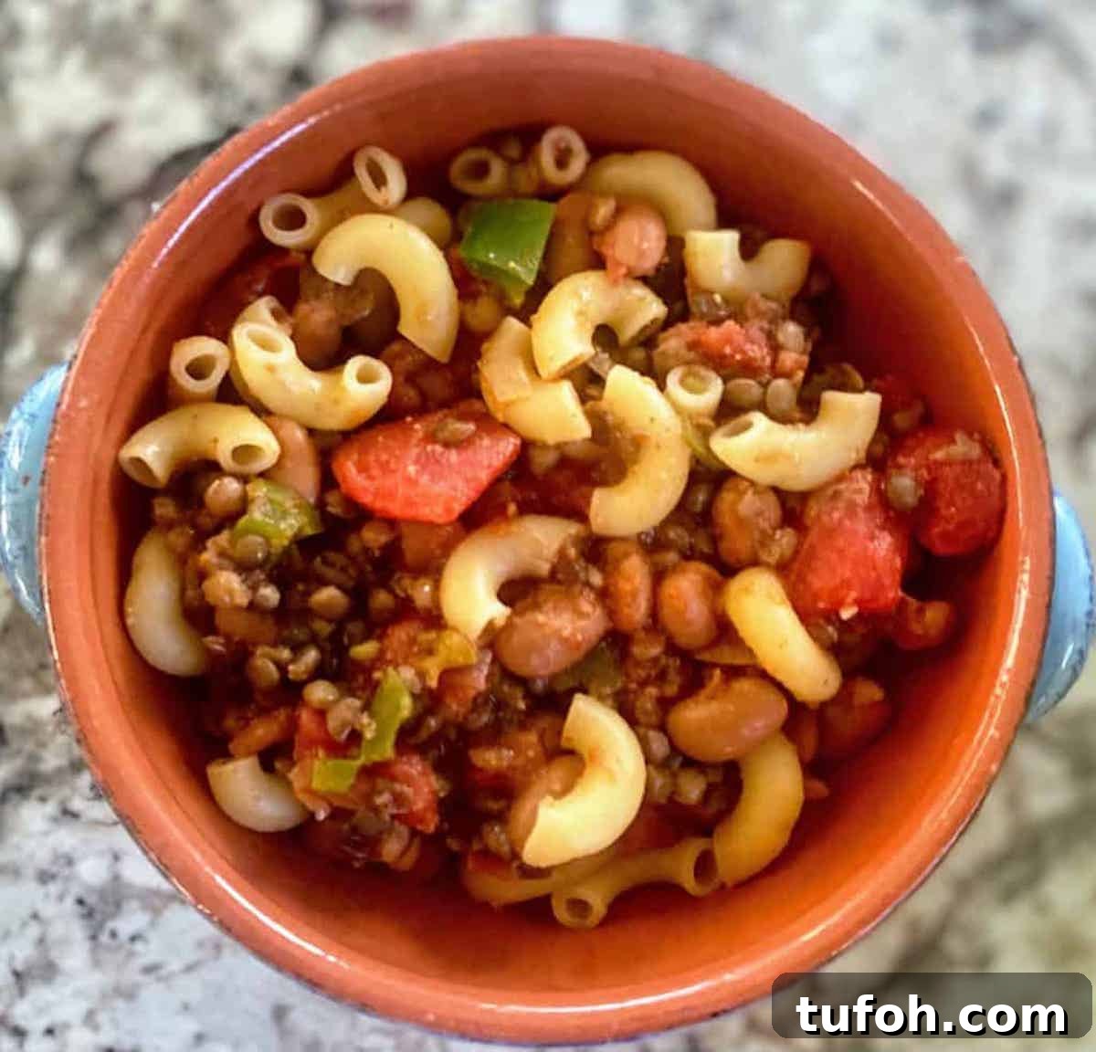 Southwestern bake in a single serving ramekin on the counter. 