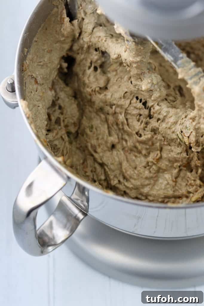 Sourdough Danish Rugbrød Rye Loaf Recipe 7 A mixer bowl filled with rye bread dough