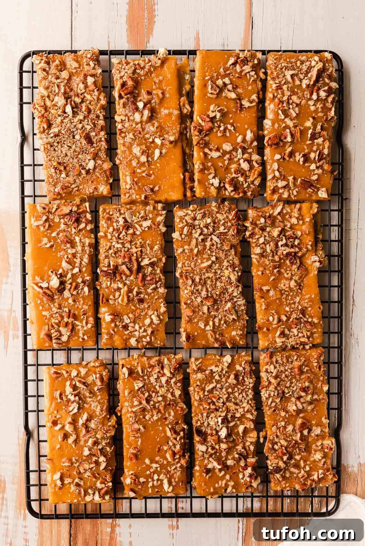 Graham Cracker Praline Recipe — Crunchy Caramel Candy Tutorial 3 Cooling the graham cracker pralines on a cooling rack.
