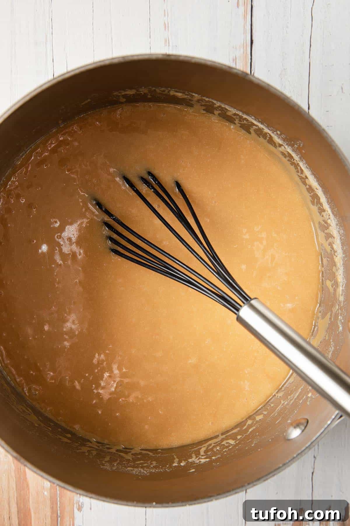 Graham Cracker Praline Recipe — Crunchy Caramel Candy Tutorial 6 Making the caramel sauce in the pan.