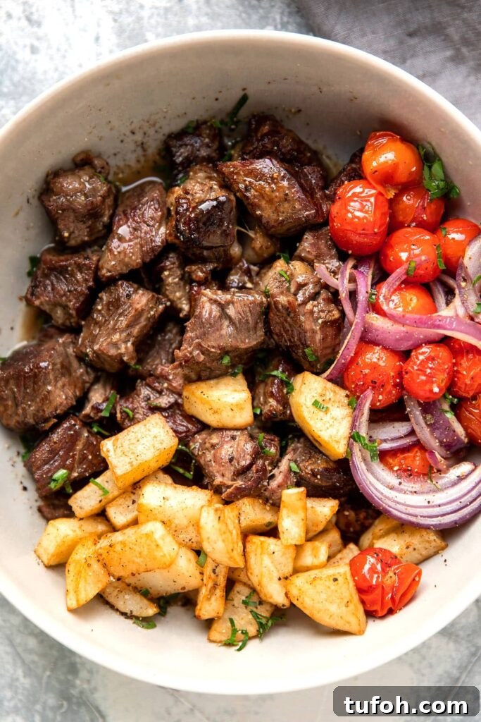 Slow Cooker Lemon Butter Steak Bites Recipe 2 slow cooker steak bites with butter lemon sauce tomato and crispy potatoes