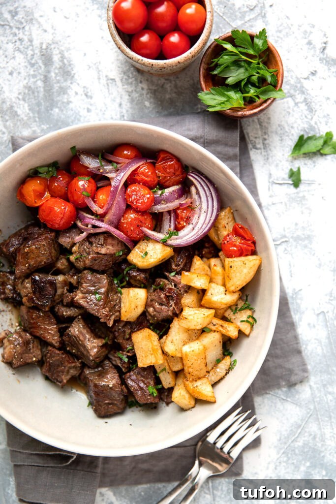 Slow Cooker Lemon Butter Steak Bites Recipe 3 slow cooker steak bites with butter lemon sauce tomato and crispy potatoes