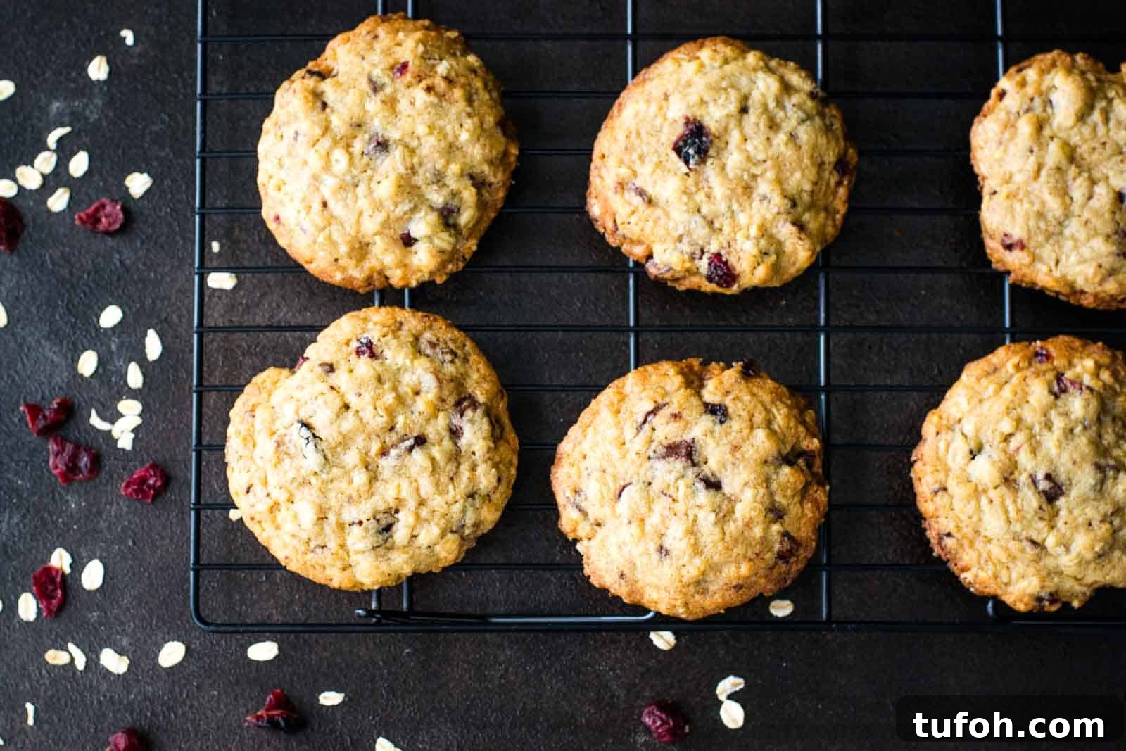 21 Kid-Friendly Treats to Make Together (Simple Recipes) 8 Cookies on a cooling rack on a dark surface.