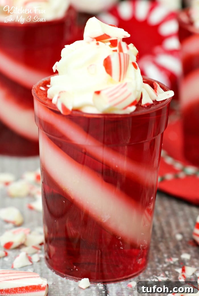 Minty Candy Cane Jello Shots Recipe for Holiday Parties 2 Candy Cane Jello Shots