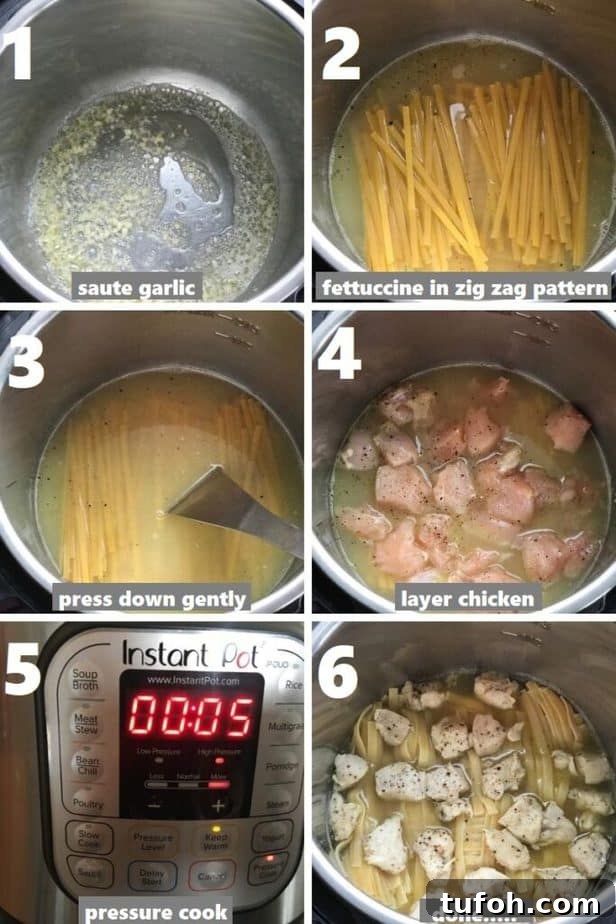 Creamy Instant Pot Chicken Fettuccine Alfredo with Broccoli 5 pressure cooking fettuccine & chicken in instant pot